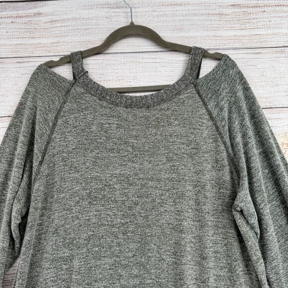 Saturday Sunday Anthropologie Cold Shoulder Sweater Womens XL Heathered Gray - Picture 4 of 13